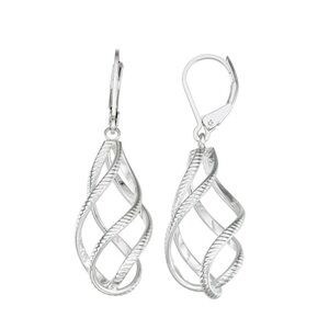 NWT Napier Silver Tone Twisted Tear Drop Leverback Earrings